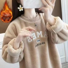 Wiseha 여성 양털 기모안감 오버핏 맨투맨