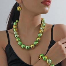 여성용 티타늄 스틸 비즈 네클리스 세트 고급스러운 감성