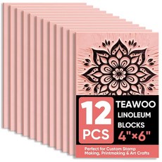 TEAWOO 12Pcs Linoleum Blocks for Printmaking – 4\"x6\" Premium Rubber Stamps Supplies Printing Sta, TEAWOO 12Pcs Linoleum Blocks f