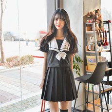 교복몰 (대여) 반팔 세인트 블랙 일본여고생 세라복졸