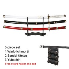 목검 수련용 코스프레 Roronoa Zoro Katana 104cm/41in 캐릭터 검Sowrd 홀더 및 벨트 포함 TrafaLG 호환ar Law Red Sandai kitet, 01 CHINA, 옵션11) 3-pcs g02, 1개