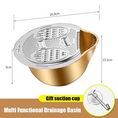 세탁기 304 스테인레스 세척 스틸 스트레이너 야채 배수 바구 휴대용 그릇 소쿠리 파스타 (색상-Golden Set)