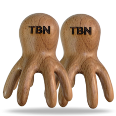 TBN 원목 문어 두피 괄사 나무 마사지기 두통 스트레스 승모근, 느티나무, 2개