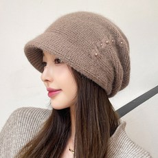 秋冬韓版堆堆帽帽子女簡約兔毛針織帽麻花毛線帽女 d0001