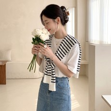 시즈올 여리여리 어깨니트숄 단가라 케이프 페이크 가디건