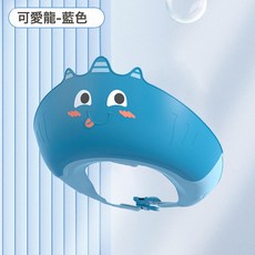 寶寶洗頭神器護眼護耳軟膠洗頭帽嬰幼兒童浴帽小孩防水洗澡洗髮帽, 1個, 三角恐龍浴帽-藍色:如圖所示