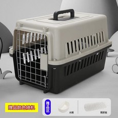 寵物航空箱 貓咪航空箱 狗狗航空箱 外出便攜箱 貓籠子 小型犬籠 中大型犬籠 航空託運箱 車載狗籠, 1個, 超大號 27.5公斤內貓狗 純原料出口款,紫粉色+腳墊板+碗+三片尿片