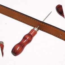 수제공방 가죽공예 독학 취미용 우드 핸들 바늘 세트 강템, 1개