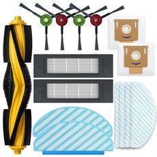 Yedi Vac 2 Pro / Max 스테이션 로봇 진공 교체 부품용 DVX34 액세서리 키트 메인 브러시 1개 사이드 4개 헤파 필터 2개 걸레 패드 일회용 먼지 봉투