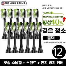 교체용 칫솔 헤드 호환 와 전동 HY1100 필립스 BH1022 소닉케어 가능, 1개, B. 검정색 12피스 세트 스탠드 및 보관함 포함