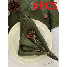 리넨 폴리에스터 단색 냅킨은 레스토랑 주방 테이블 휴일 파티 장식에 적합합니다, 1개, 1개, 8. Dark green 6pcs