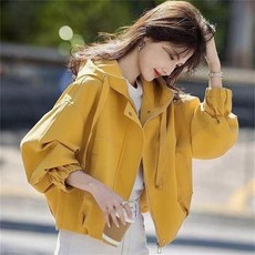 TKX 여성용 후드 지퍼 재킷 봄 가을 캐주얼 여유로운 핏 무지 편안한 소재 짧은 탑