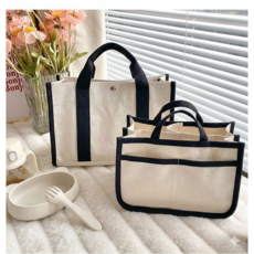 엘리베베 데일리 멀티 포켓 캔버스 기저귀백+이너백 세트, 퓨어블랙