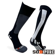 SOXPURE 支撐繃帶羊毛滑雪襪 黑 SP1050, 1個