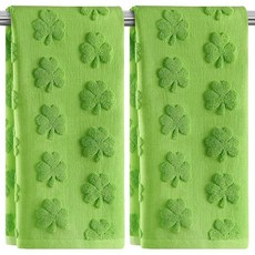 성 패트릭의 날 핸드 타월 3팩 그린 화이트 클로버 토끼풀 100% 면 장식 욕실 타월 세트 건조 청소 요리 일상용 34.5 x 74.1cm(13.7 x 29.5인치, Shamrock 10