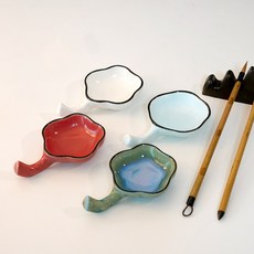 삼석당 컬러 도자기 민화 캘리그라피 세필종지 먹물접시, 1개, 청백색