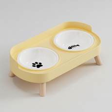 온다페스 반려동물 세라믹 식기 2구, 옐로우, 1세트