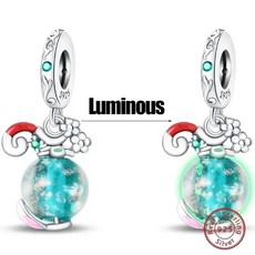 스털링 실버 빛나는 블루 소원 병 매력 천사 조가비 펜던트 구슬 맞는 팔찌 만들기, 1개