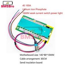 4S 12 8V 100A 130A 200A 260A 300A 390A BMS LFP Lifepo4 배터리 보호 보드 자동차, 4S 100A With Switch, 1개, 1개입