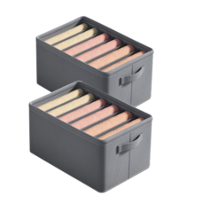 耐用隔板衣服收納盒服裝收納盒更衣室衣服收納盒灰色 2 件套, 灰色 6 步 2 件套