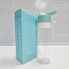 運動噴霧水杯，防摔塑料，多功能噴水水壺, 1個, 不推薦款藍蓋空白透明杯身