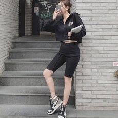 디작소 여성 후드 집업 자켓 점퍼 데일리 비레드 크롭 426228