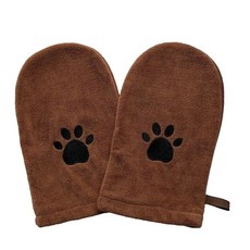 페니 니코 극세사 애완동물 타월 장갑 청소 건조 개와 고양이용 그레이 스탠다드 2팩, Standard - 2 pack, brown