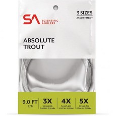 플라이낚시 낚시용품 과학 낚시꾼들의 절대 송어 파리 낚시 지도자 모음 3팩, 9ft 3x/4x/5x