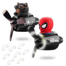 자동차 공기 청정기 만화 귀여운 곰 파일럿 자동차 공기 배출구 프로펠러 자동차 디퓨저 창의적인 자동차 향수 장식 자동차 벤트 클립 8가지 향기로운 태블릿 포함 여성 남성용 (곰