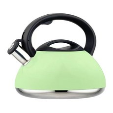 鳴笛燒水壺 煮水壺 茶壺 燒水壺 水壺 開水壺 不鏽鋼茶壺 德國加厚304不銹鋼燒水壺用家用鳴笛熱水響水壺電磁爐煤氣, 1個, 2.5升綠色（趣味款）