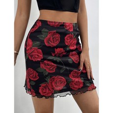 사루키 장미 스커트 라인댄스스커트 댄스스커트 라인댄스하의