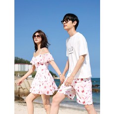 리조트 비치웨어 호캉스 수영복 커플 워터파크 신혼여행 휴양지 비치 시밀러룩 남녀 해변룩