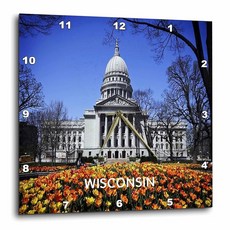 3D 로즈 매디슨 위스콘신 꽃밭 벽시계 캐피톨 빌딩 이미지 25.4cm x 25.4cm, 3D 로즈 매디슨 위스콘신 꽃밭 벽시계, 캐피톨 빌딩