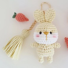 [JW손뜨개] 귀여운 동물 키링 (곰 토끼 고양이) 만들기 패키지, 노랑토끼, 1개
