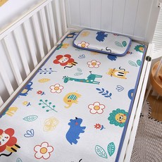 涼而不冰 附嬰兒枕 嬰兒床涼蓆 寶寶床單, 1個, 冰絲動物樂園