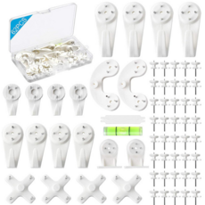 아이앤에이치 무타공 아이디어못 액자걸이 62pcs, 화이트, 1세트