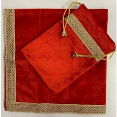 SMMS 스피리추얼 벨벳 식탁보 (그린 스몰- 46cm*46cm/18인치*18인치), 레드