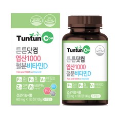 튼튼닷컴 엽산1000철분비타민D [6개월분] - 엽산 1000 ug 함유 / 엽산제 / 철분제, 180정, 1개
