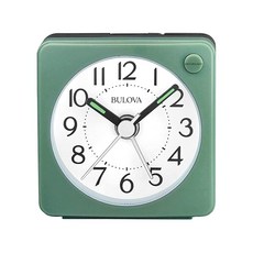 Bulova Clocks B1874 스누즈 및 조명이 있는 초소형 여행용 알람 똑딱 거림 없음 베르데 그린, Bulova Clocks B1874, 스누즈 및 조명이