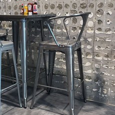 吉慶金屬製品 工業風加大靠背高腳椅, 1個
