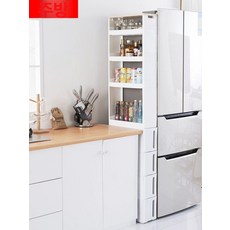 주방 틈새장 냉장고 비스포크 틈새수납장 팬트리장 그릇장 4+4 일체형장식장 17cm, 1개, 3층 손잡이 포함 깊이