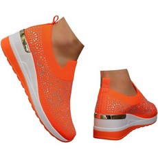 Generic 여성용 스파클링 스니커즈 라인스톤 글리터 니트 메시 정형외과 웨지 슬립 온 양말 아치 지지대 스파클 블링 웨딩 드레시 테니스화