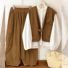 胖悅衣櫥 秋季套裝男特大碼，300斤馬甲襯衫運動套裝，休閒潮流復古百搭外穿