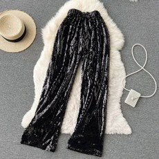 스팽글 바지 부츠컷팬츠 여성댄스복 공연 팬츠 라틴 여성 태슬 얇은 나팔바지