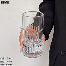 DFMEI 刻花玻璃杯北歐高檔輕奢家用茶水杯威士忌杯牛奶啤酒杯果汁杯, 1個