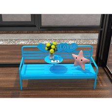 철제 야외 등받이벤치의자 정원 카페 테라스 포토존 컬러 벤치의자 2인용1200mm, 라이트블루