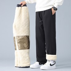 男士秋冬休閒直筒衛褲 羊羔絨加絨加厚