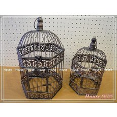 House傢飾 六角鍛鐵鳥籠花器, 1個