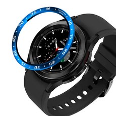 LuA lovel Galaxy Watch5/Watch4/Watch4 Classic 相容金屬錶圈保護殼 造型錶圈環, A藍色