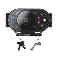 SEVOREN 차량휴대폰거치대 플립 대화면 호환 무선충전 차량용 핸드폰거치대 맥세이프거치대차량용 고속 무선충전 거치대 송풍구형+대쉬보드형, 송풍구고정+흡착고정, 블랙 송풍구고정+흡착고정, 블랙